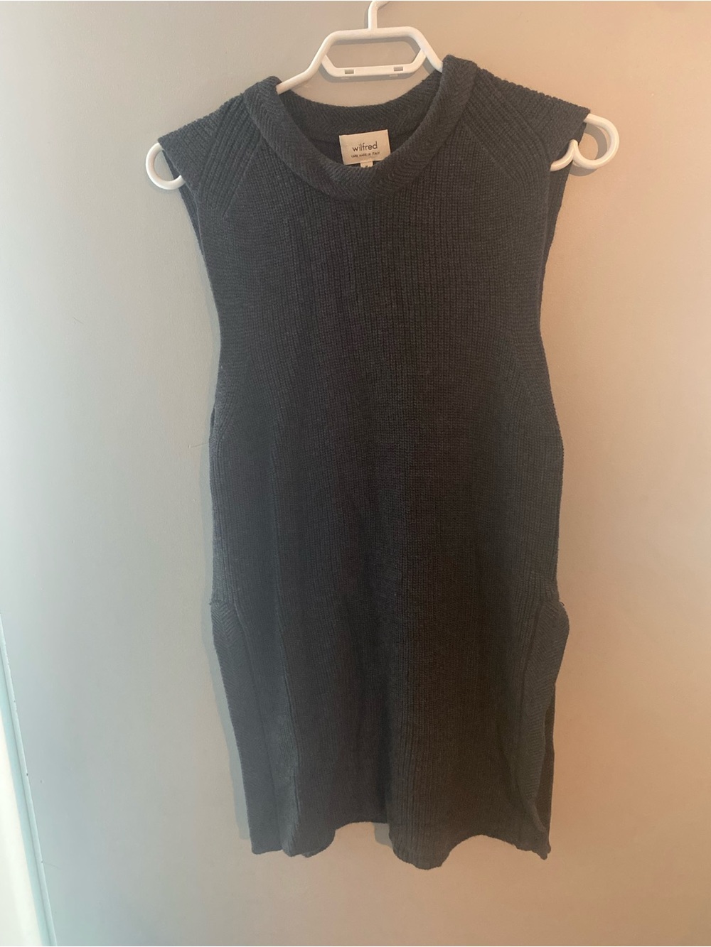 Wilfred Charcoal Gray Wool Sleeveless Knit Tunic